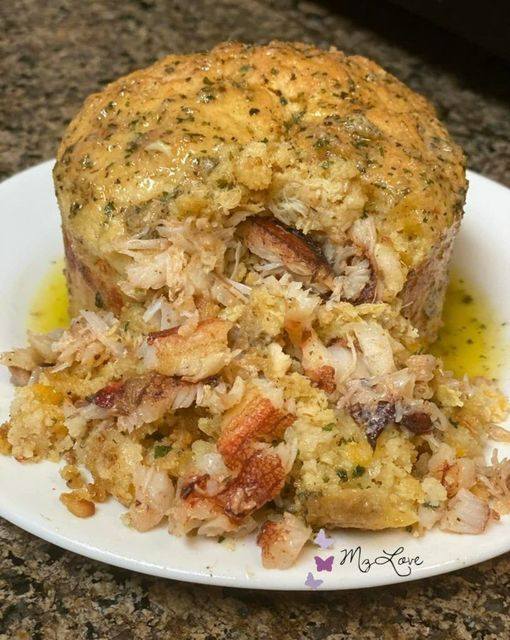 Crab Filled Cheddar Bay Biscuits with Lemon Butter